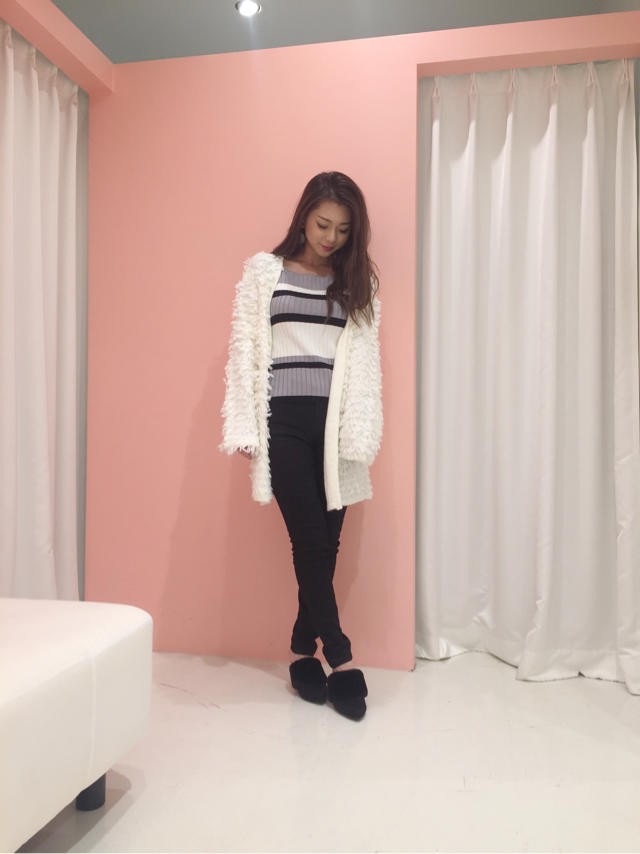 カーリーフェイクファーカーディガン♡角南
