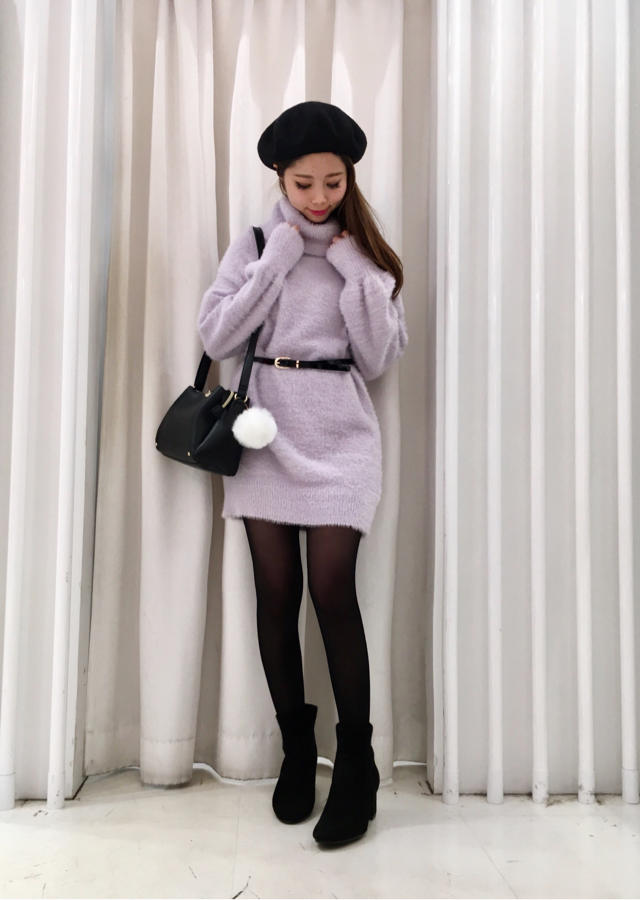 女の子らしい♡ラメタートルニットワンピ♡工藤