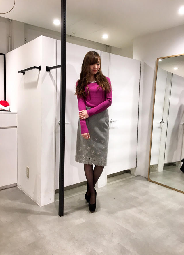 襟ビジュー♡装飾リブニット(◍´ꇴ`◍)