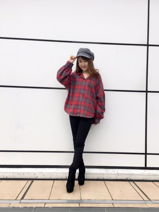 オーバーチェックシャツ(*^◯^*)♡
