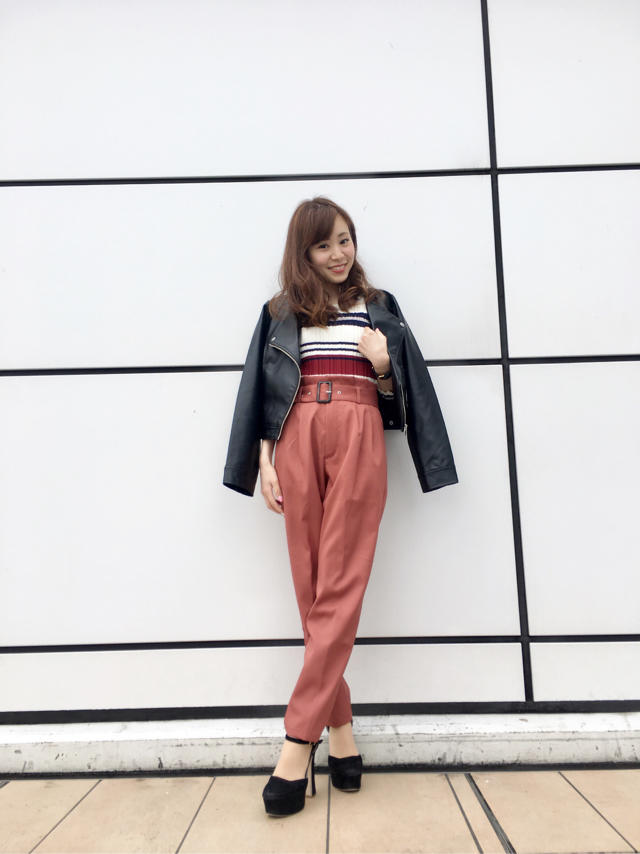 ベルト付きテーパードパンツ♡