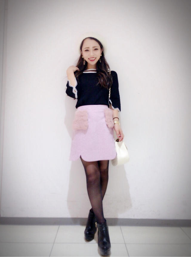 ラビットファー♡でトレンド感と旬なコーデの出来上がり！✏︎maki