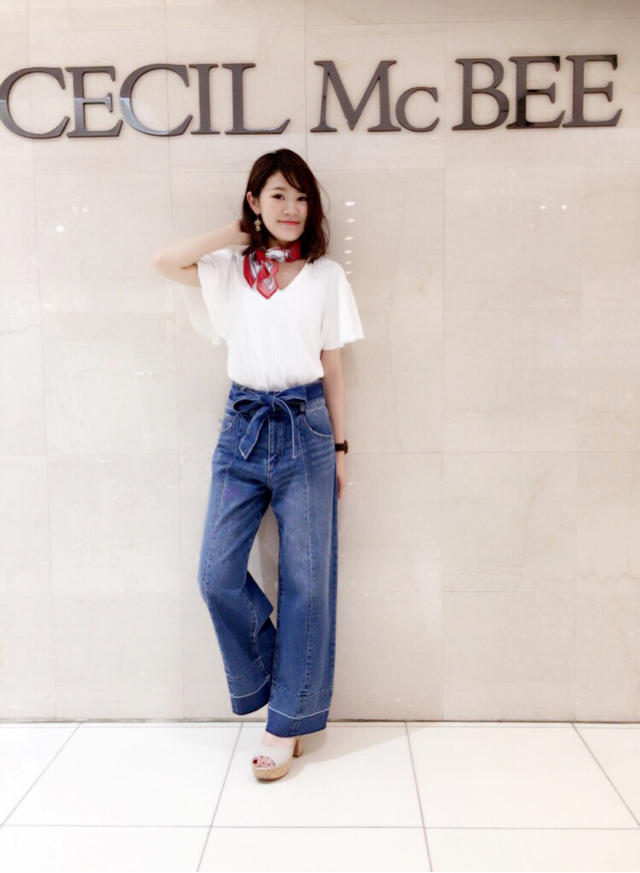5/18START♡立川店限定！スカーフ付きトップス×ワイドデニム✏︎Kana