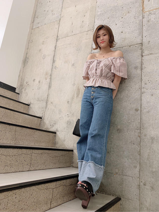ストライプオフショルTOPS♡