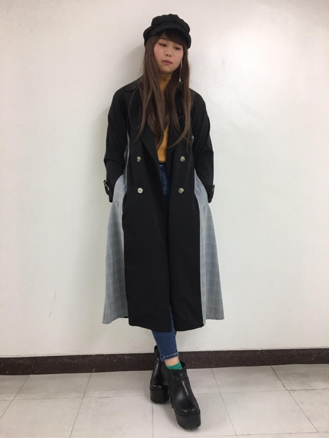 ブロッキングチェックトレンチコート♡mayu