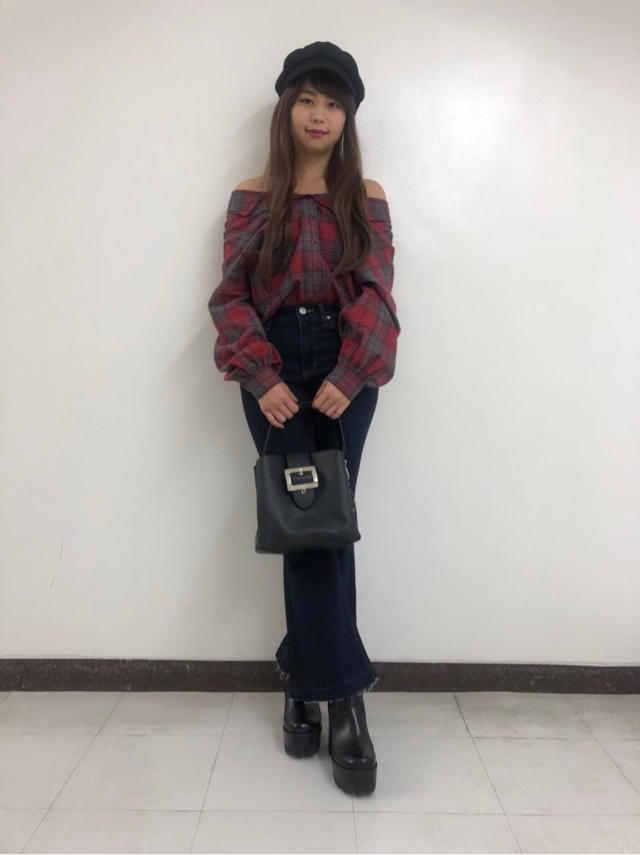オーバーチェックシャツコーデ♡rina
