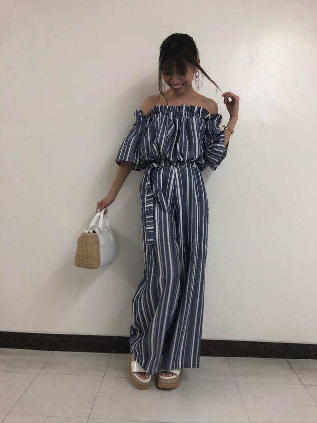 ストライプトップス＆ワイドパンツ♡♡mayu