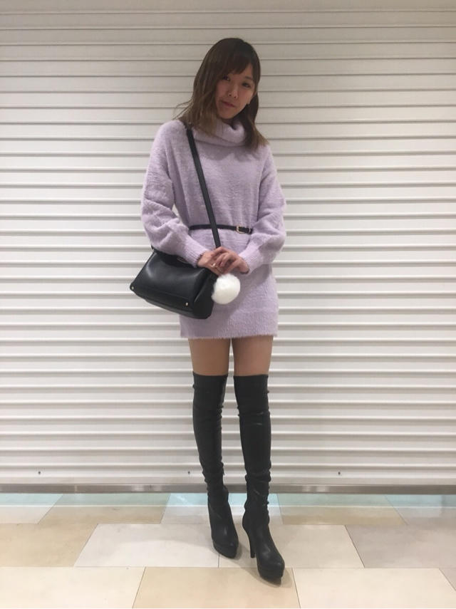 ラメフェザーオフタートルワンピ♡marina