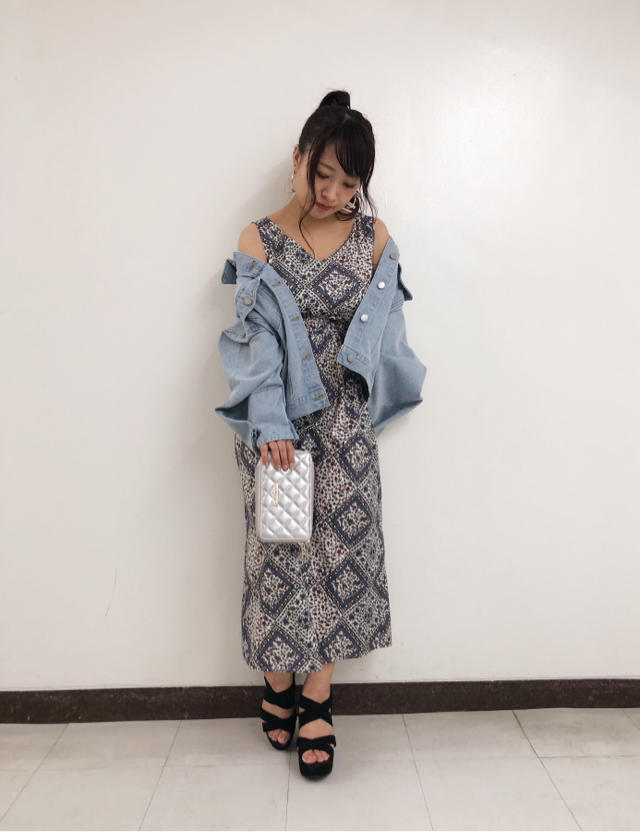 エマジャスミンさん着用code♡アラベスク柄OP×BIG Gジャン♡marina/New Nail