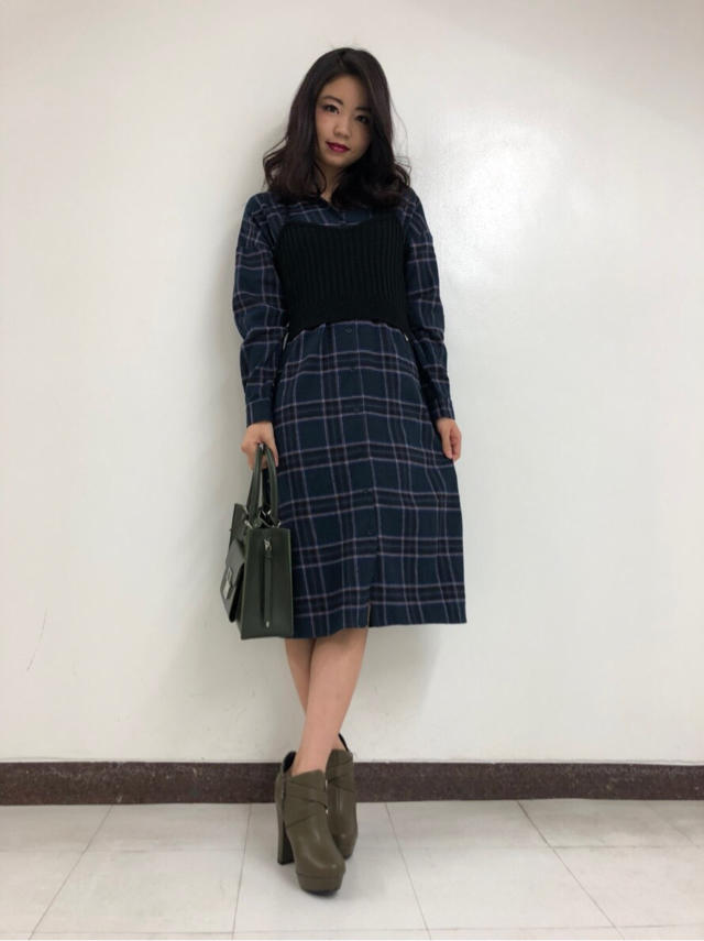 ビスチェ付きチェックワンピース♡