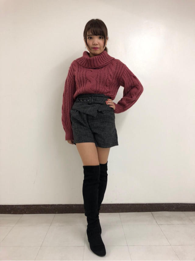 ベルト付きツイードショーパンコーデ♡rina