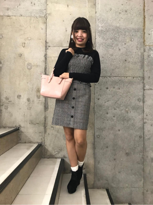 シャーリングチェックニットワンピ♡/はじめまして♡よしみ