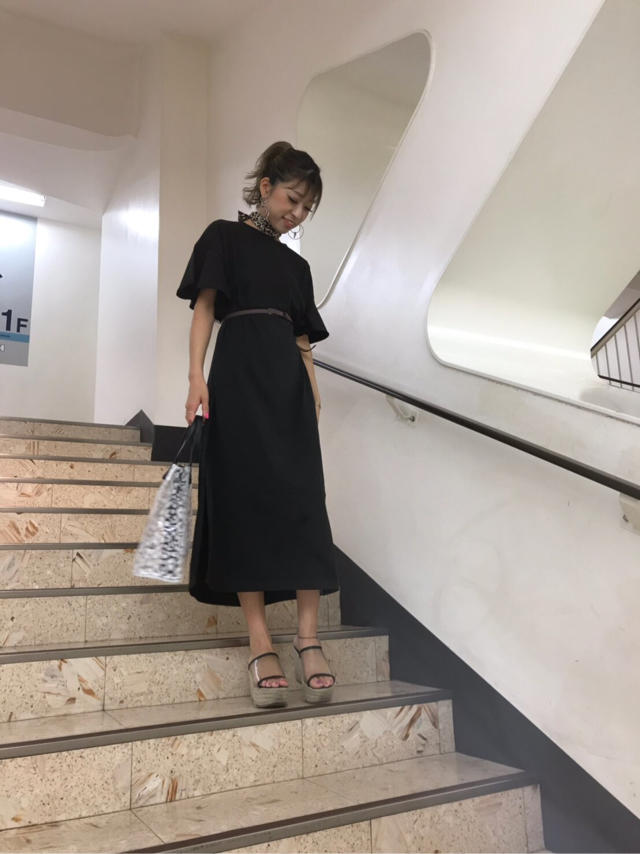 合皮ベルト付きカットソーワンピース♡パイレーツサマーディズニーシーへ♡ayaka