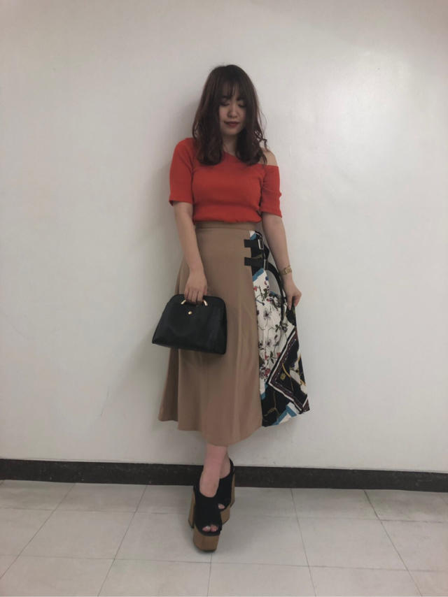 スカーフ柄切り替えスカート♡ayaka