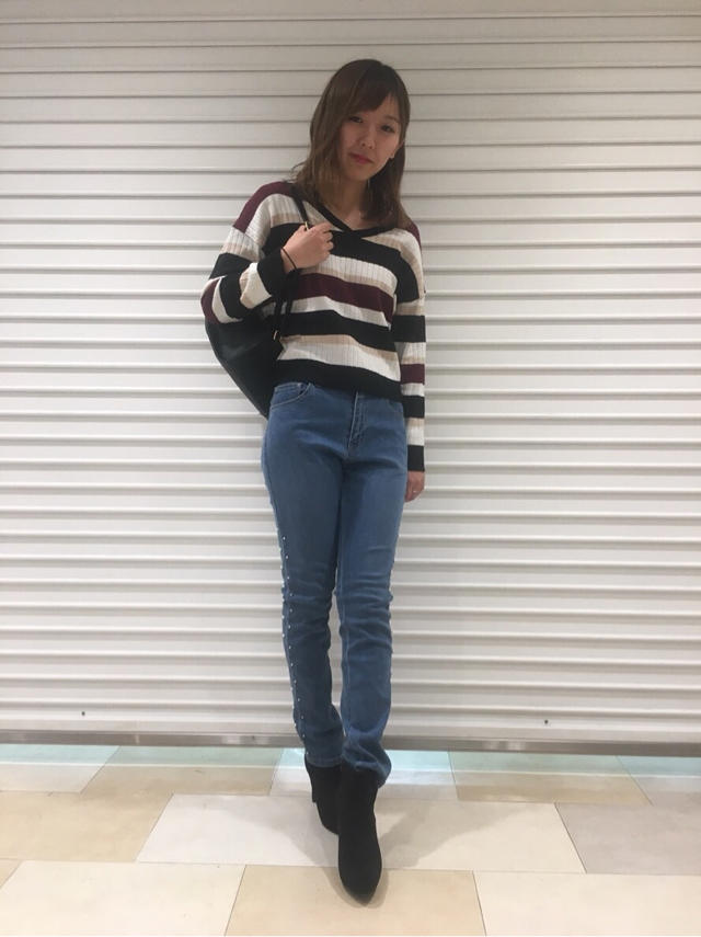 新作ボーダーニットコーデ♡rina
