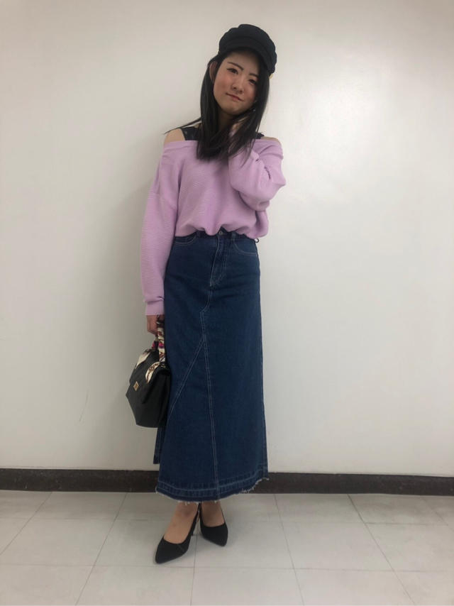 レースレイヤード風TOPS×デニムワイドスカート♡marina