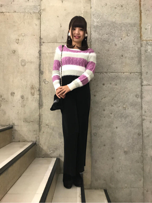 フェザー MIXボーダーニットトップスコーデ♡rina