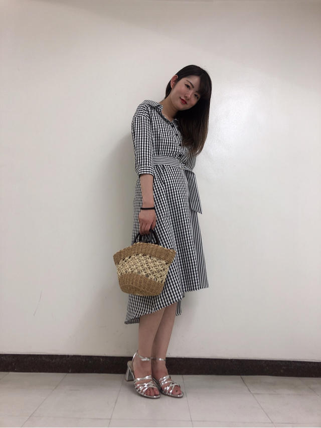 ブロッキングストライプシャツワンピ♡よしみ
