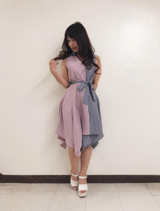 ブロッキングシャツワンピ♡よしみ