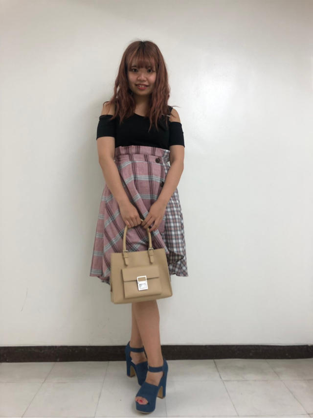 ワンショルチェックドッキングワンピ♡rina
