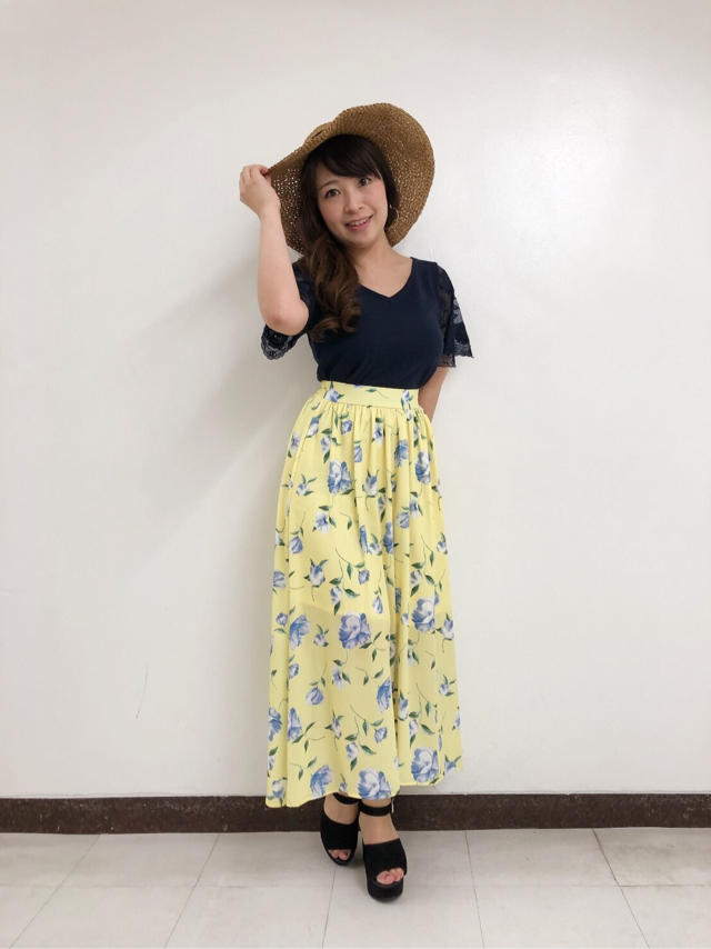 new♡花柄ロングスカート