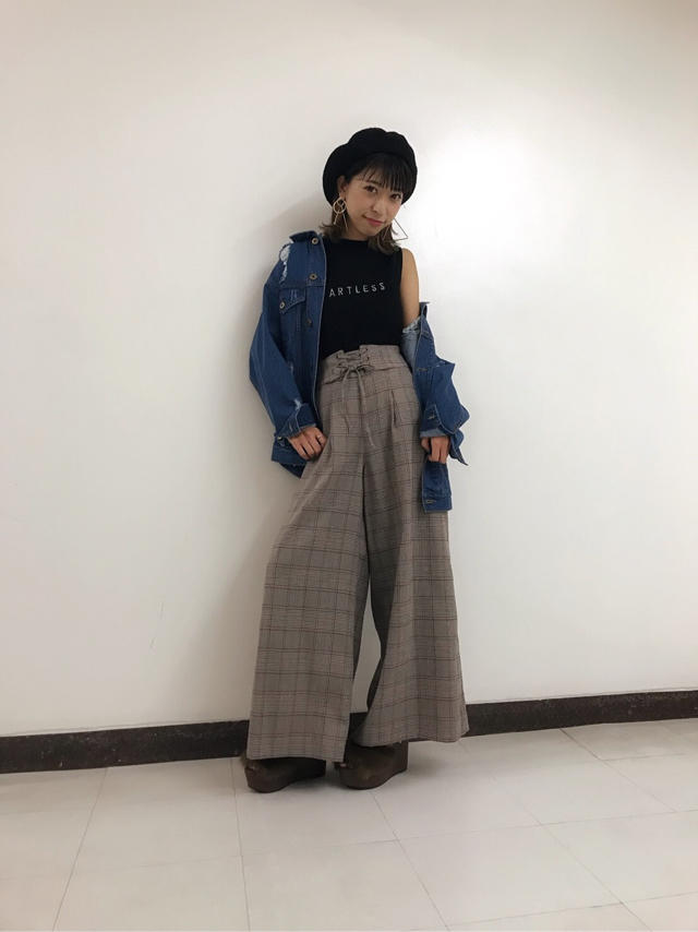 チェックフレアパンツ♡エイト魂▷▷Asami