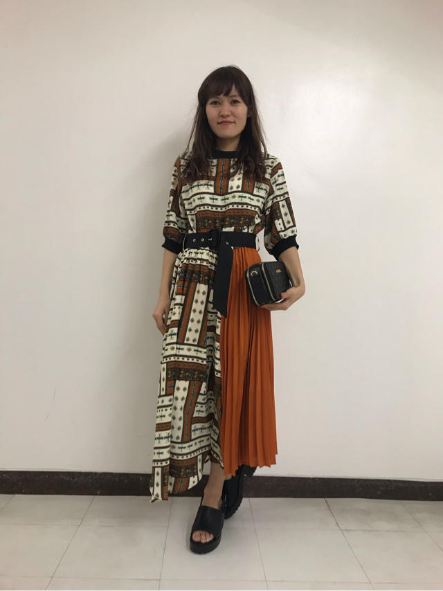 プリーツブロッキングワンピコーデ♡rina