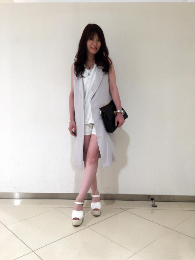 ロングジレ×ストライプセットアップ♡#MICHIKA店長