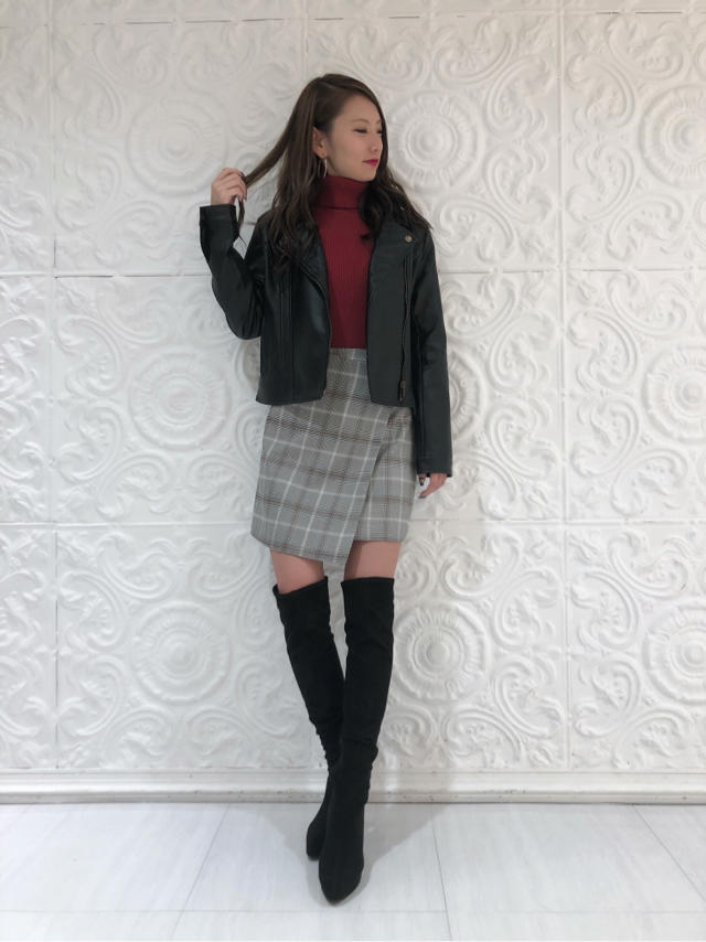ラップ風チェックミニスカート♡