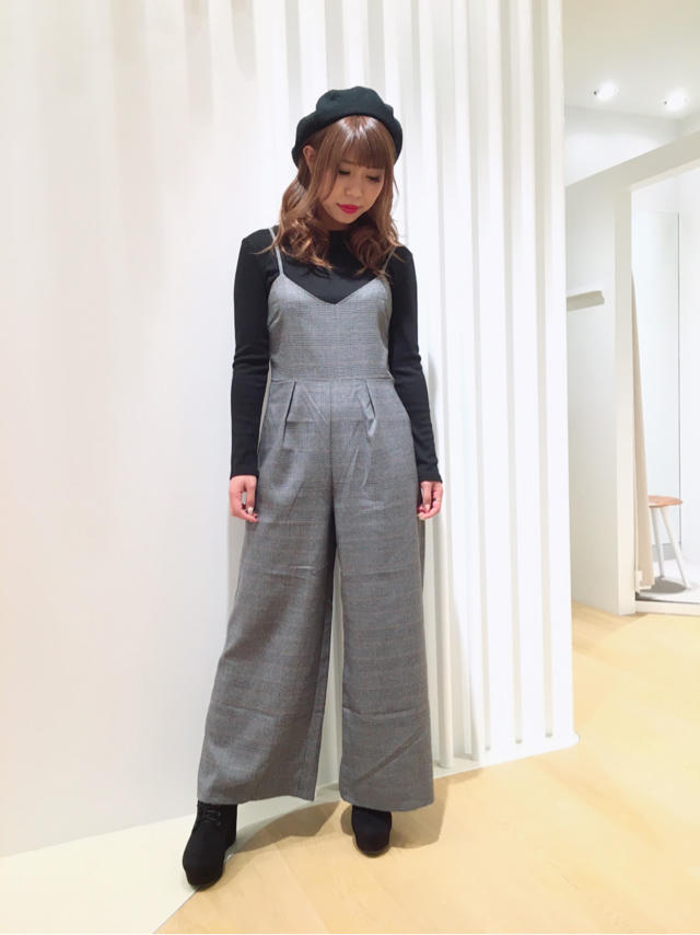 グレンチェックキャミオールインワン#Saki