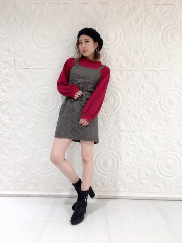コルセット風ベルト付きワンピ♡♡