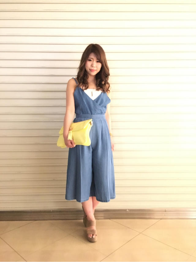 カシュクールデニムワイドサロペット#Saki