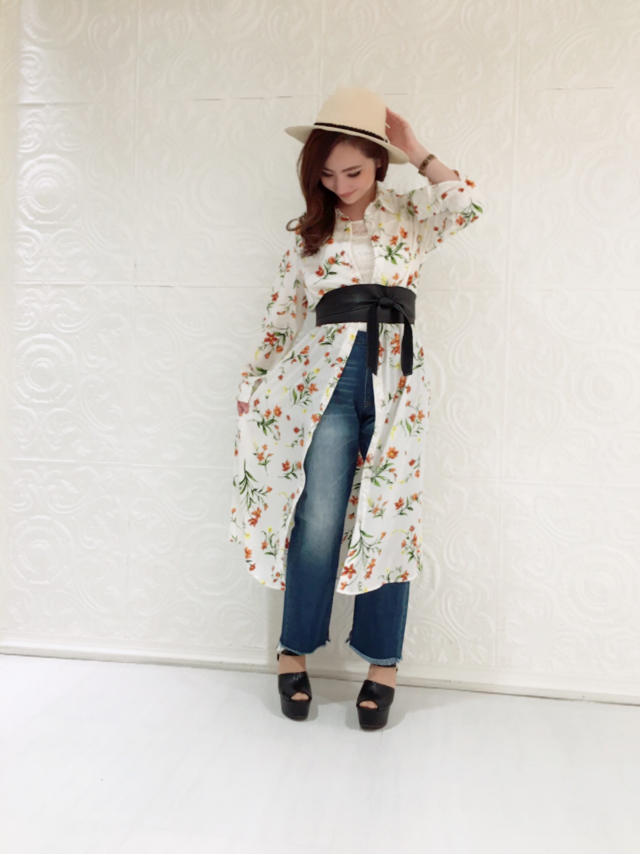 フラワーロング花柄シャツ♡