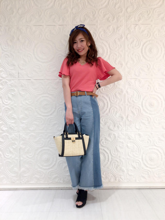 竹之内店長着用♡スカーフ付ワイドリブカットソー