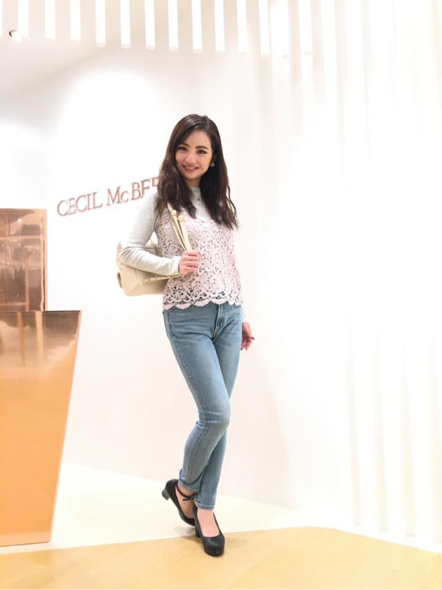 ハイネックレイヤードレースキャミ♡#SHOKO