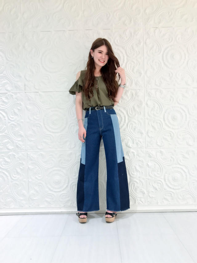 新作コーデ♡パッチワークデニム