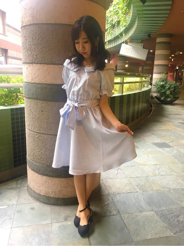 大人ガーリーなストライプワンピ♡