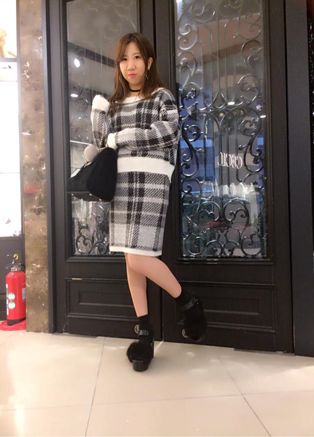 チェックニットアップ♡さむちゃん♡イルミネーション