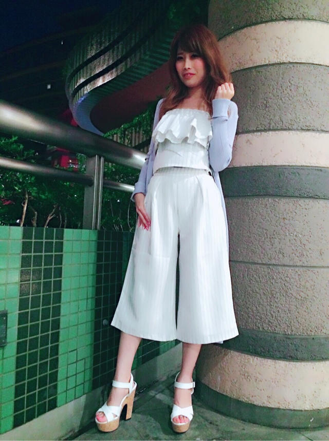 ティアードフリルストライプセットアップ♡熊手チーフ♡みきてぃクッキング
