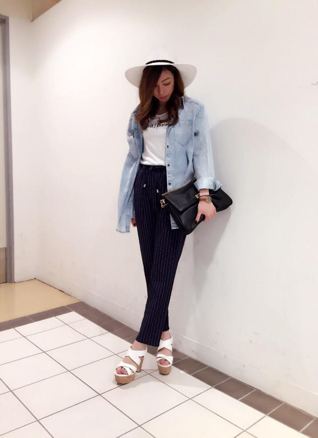 ウォッシュデニムシャツ着回し♡suzuna