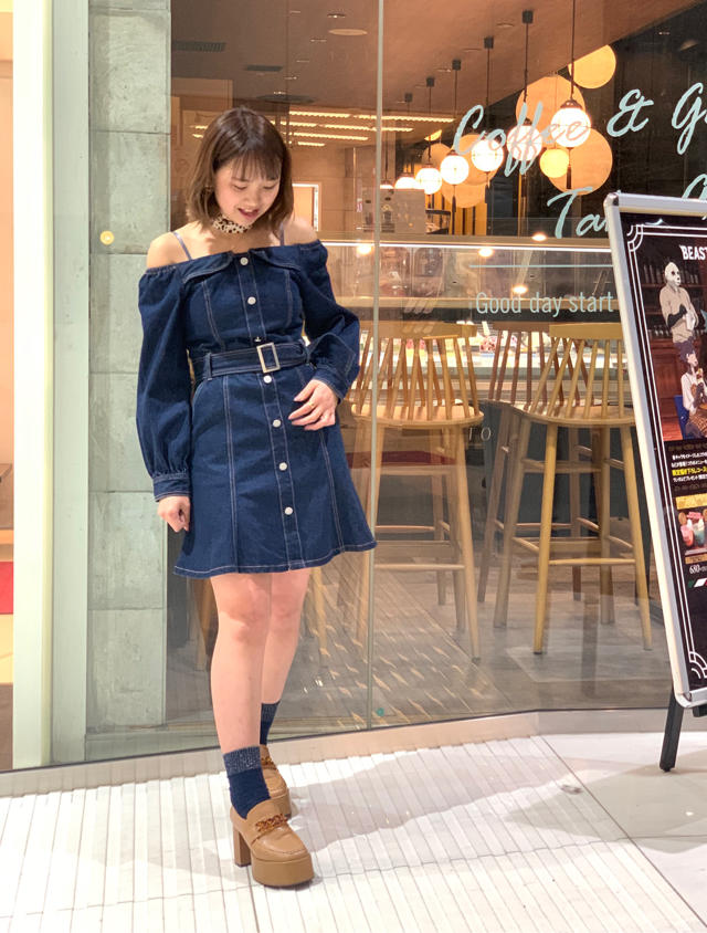 デニムオフショルワンピ♡