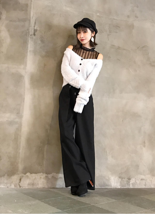 レース肩開きニット♡