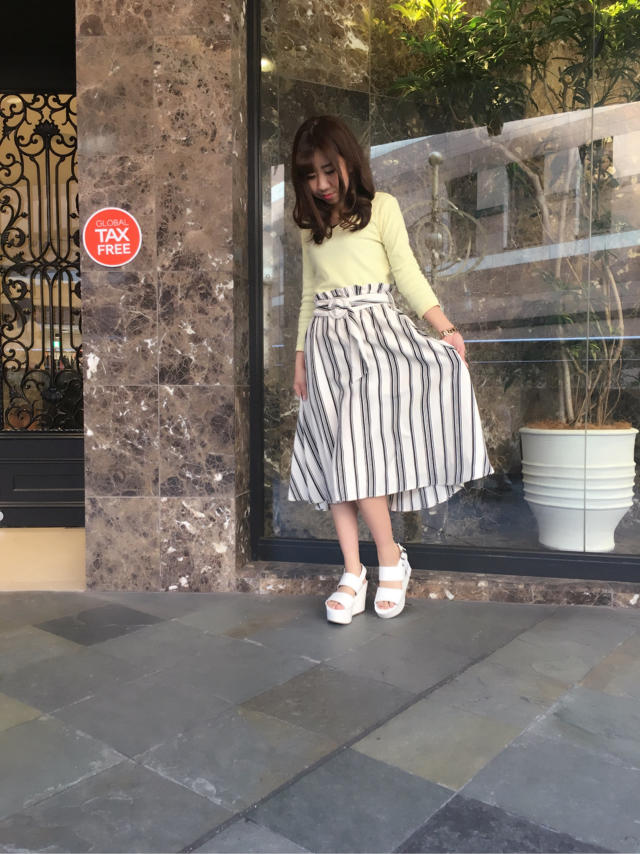 新作♡ストライプミモレ丈SK
