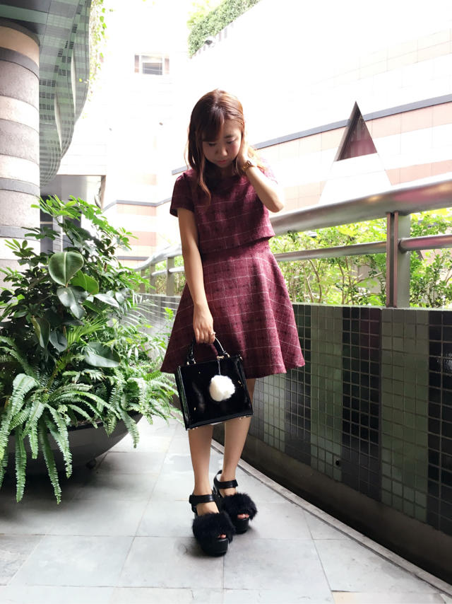 ツイード切り替えワンピース♡