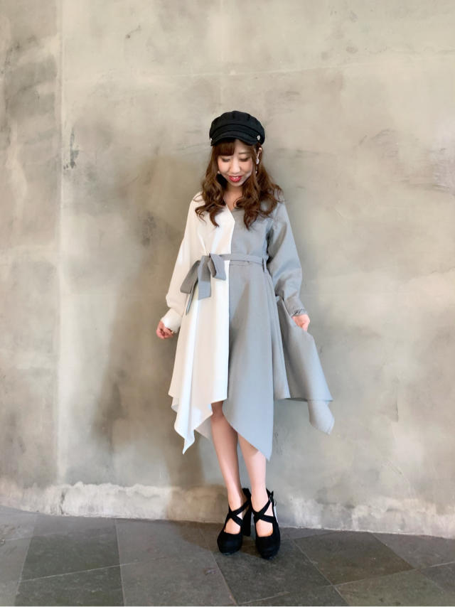 バイカラー♡シャツワンピ