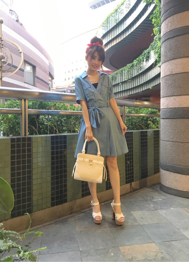 ピクニックコーデ♡デニムシャツワンピース♡くまちゃんBlog♡