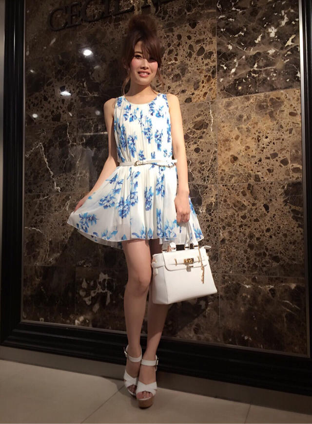 花柄プリーツシフォンチュニック♡くまちゃん
