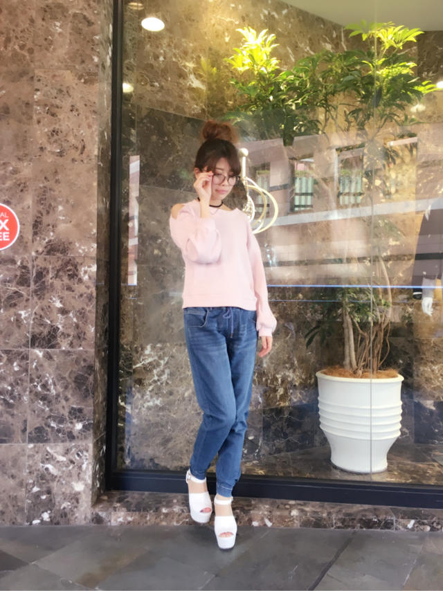 肩あき♡リブトップス