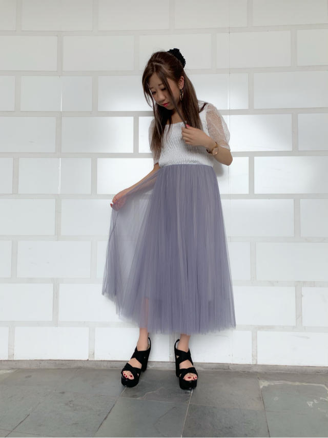 袖レースシャーリングトップス♡