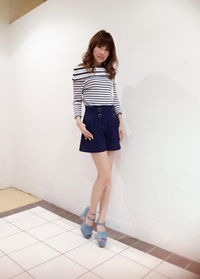ボーダーオフショルニット＊着回しCode♡熊手チーフ
